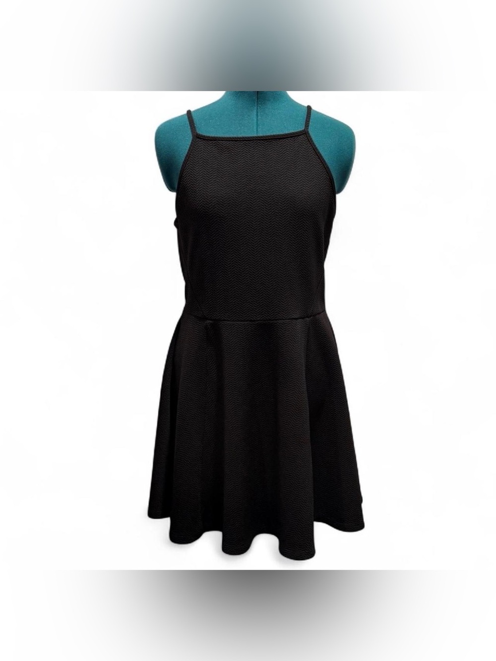 H&M Black Spaghetti-Strap Fit & Flare Mini Dress